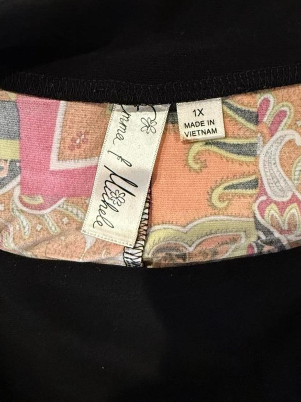 Emma & Michele Multicolor Paisley Midi Dress with Black Trim - Picture 3 of 6
